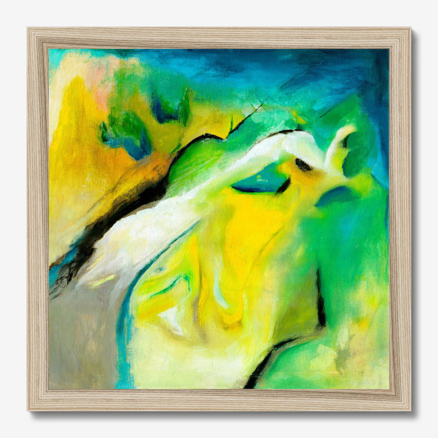 Leap of faith abstract green and yellow art print about taking a chance and being authentic by Christian Artist Kate Shephard