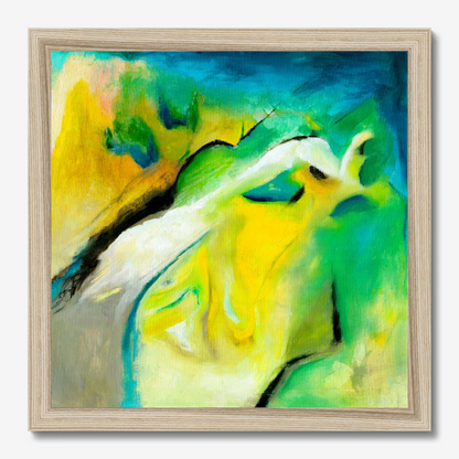 Leap of faith abstract green and yellow art print about taking a chance and being authentic by Christian Artist Kate Shephard