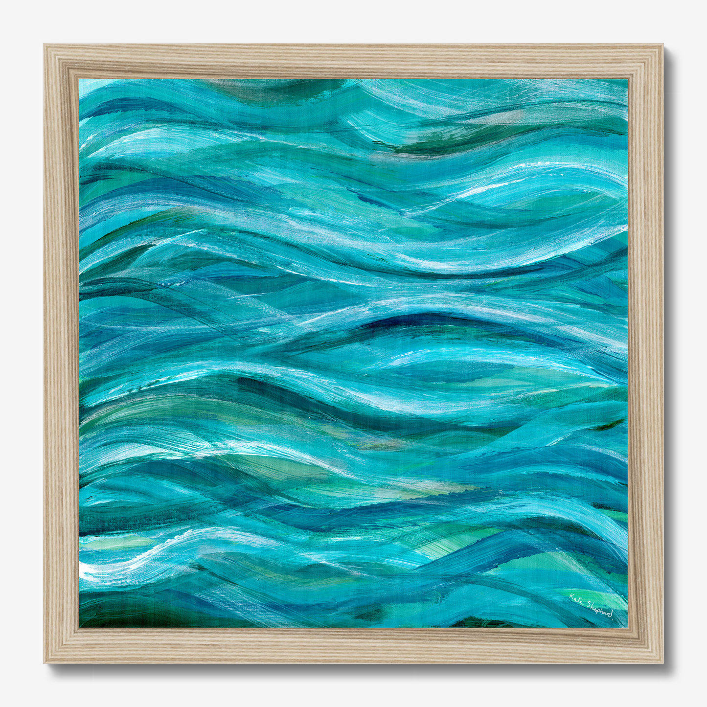 The Sea Beneath Us Is Deep abstract ocean wave art print about inner depth and strength by Dorset Artist Kate Shephard
