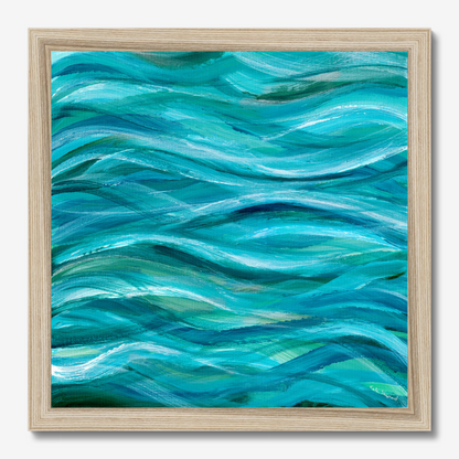 The Sea Beneath Us Is Deep abstract ocean wave art print about inner depth and strength by Dorset Artist Kate Shephard