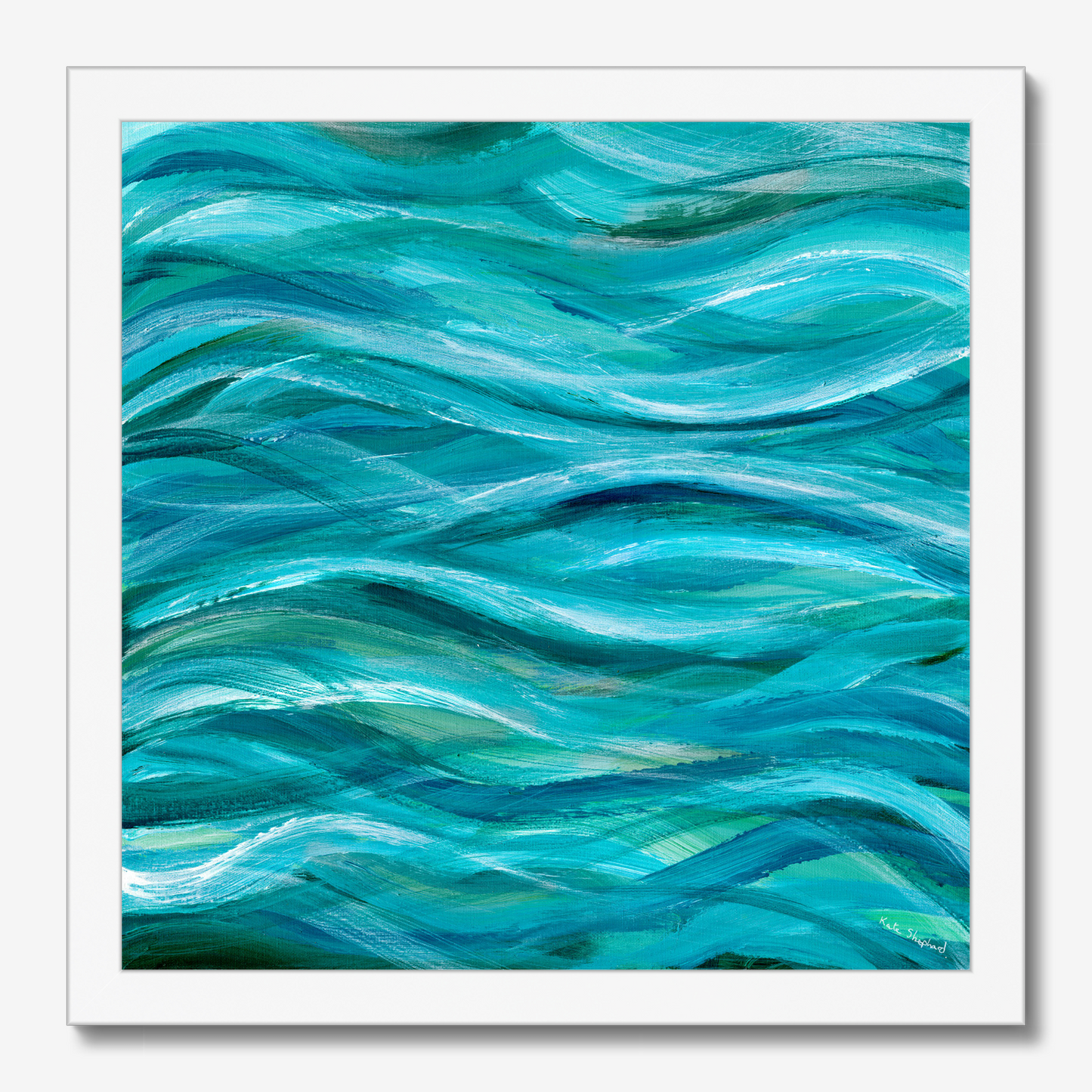 The Sea Beneath Us Is Deep abstract ocean wave art print about inner depth and strength by Dorset Artist Kate Shephard