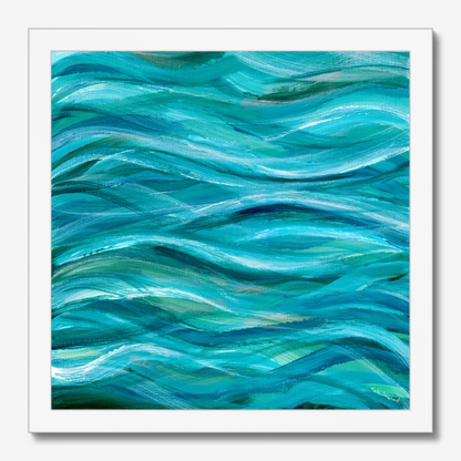 The Sea Beneath Us Is Deep abstract ocean wave art print about inner depth and strength by Dorset Artist Kate Shephard