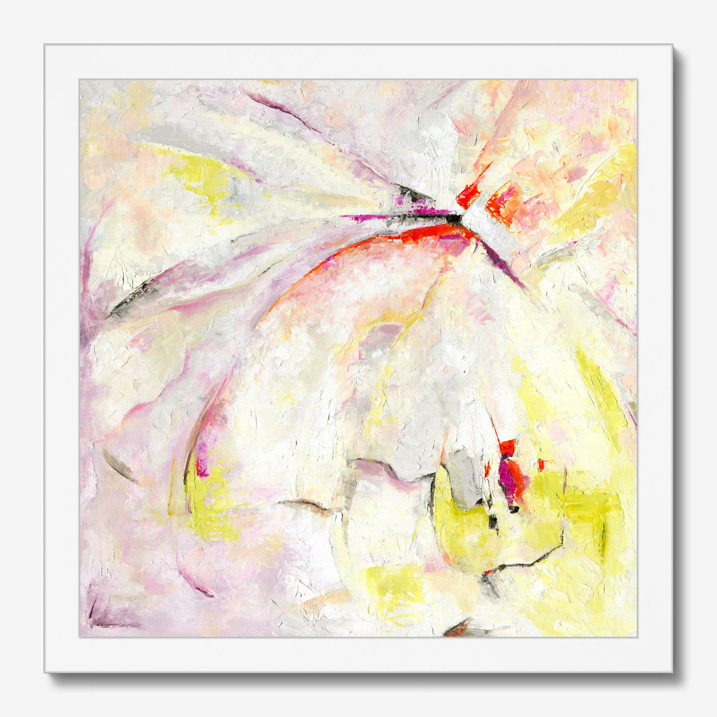 Abstract pink and yellow art print about freedom and escape by Dorset Artist Kate Shephard