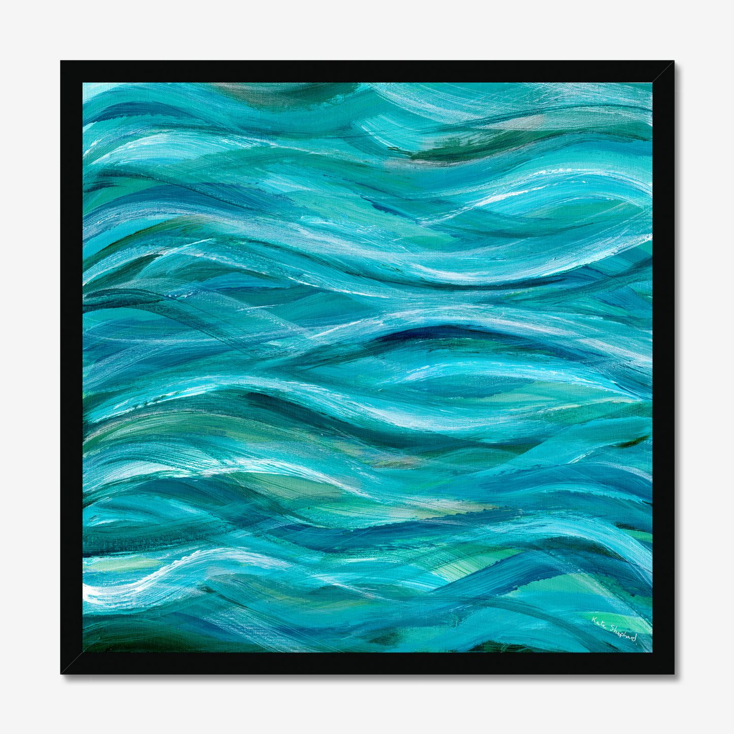 The Sea Beneath Us Is Deep abstract ocean wave art print about inner depth and strength by Dorset Artist Kate Shephard