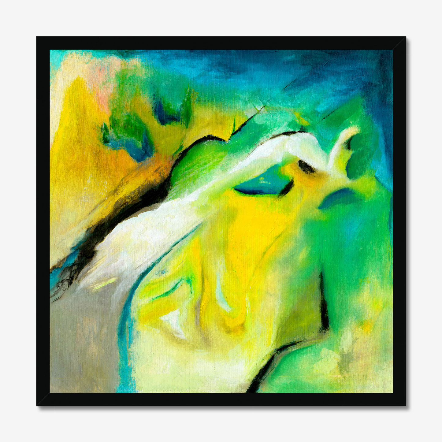 Leap of faith abstract green and yellow art print about taking a chance and being authentic by Christian Artist Kate Shephard