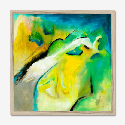 Leap of faith abstract green and yellow art print about taking a chance and being authentic by Christian Artist Kate Shephard