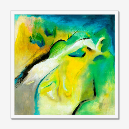 Leap of faith abstract green and yellow art print about taking a chance and being authentic by Christian Artist Kate Shephard