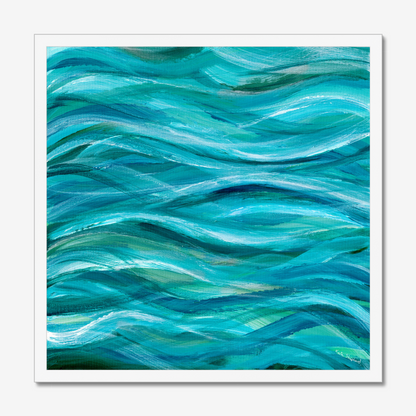 The Sea Beneath Us Is Deep abstract ocean wave art print about inner depth and strength by Dorset Artist Kate Shephard