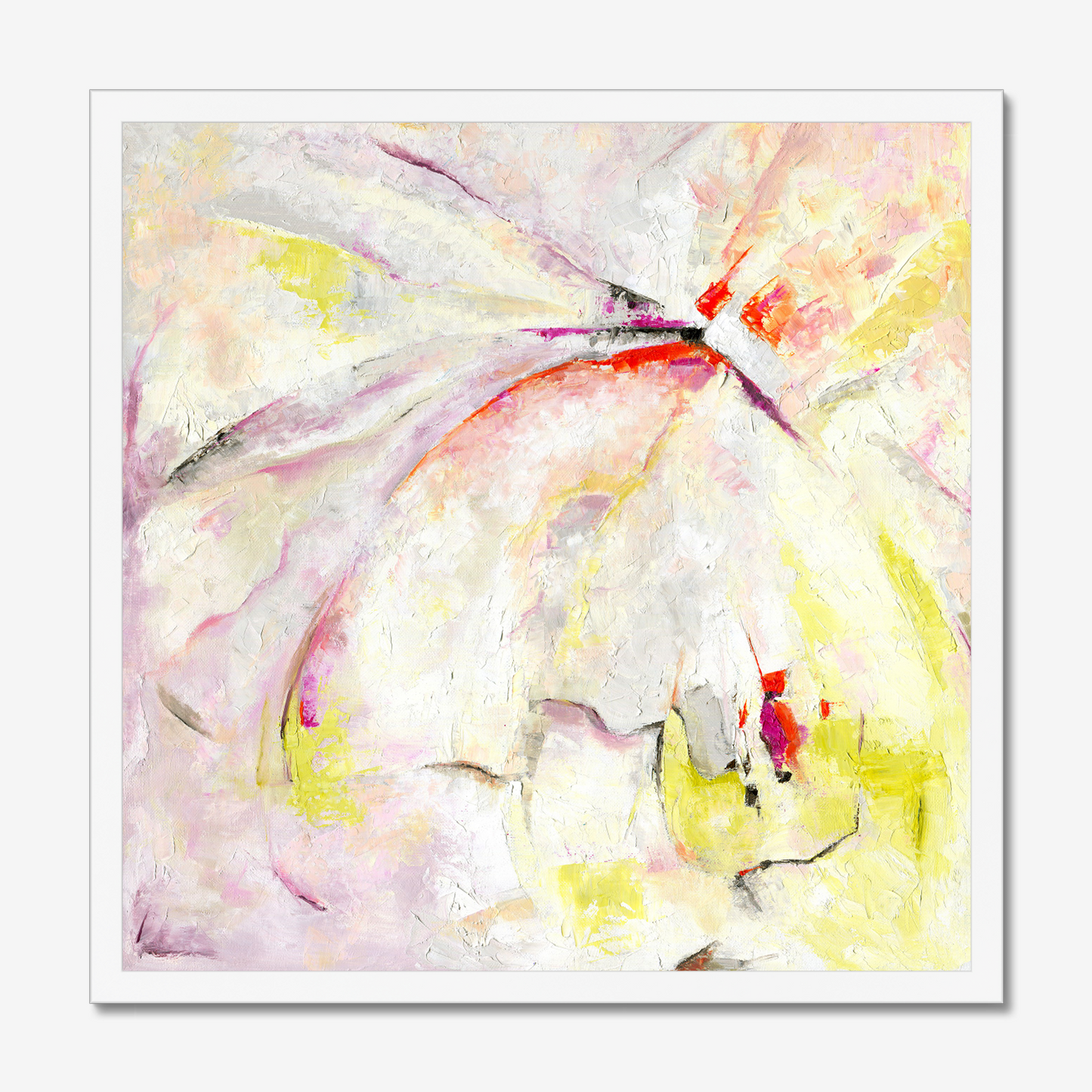 Abstract pink and yellow art print about freedom and escape by Dorset Artist Kate Shephard