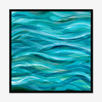 The Sea Beneath Us Is Deep abstract ocean wave art print about inner depth and strength by Dorset Artist Kate Shephard