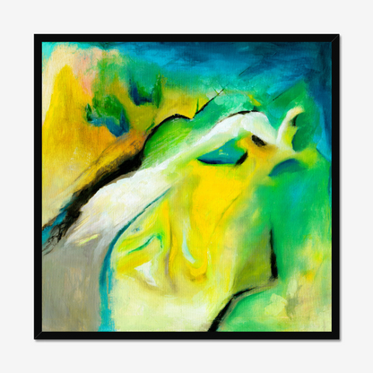 Leap of faith abstract green and yellow art print about taking a chance and being authentic by Christian Artist Kate Shephard
