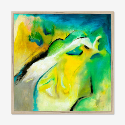 Leap of faith abstract green and yellow art print about taking a chance and being authentic by Christian Artist Kate Shephard