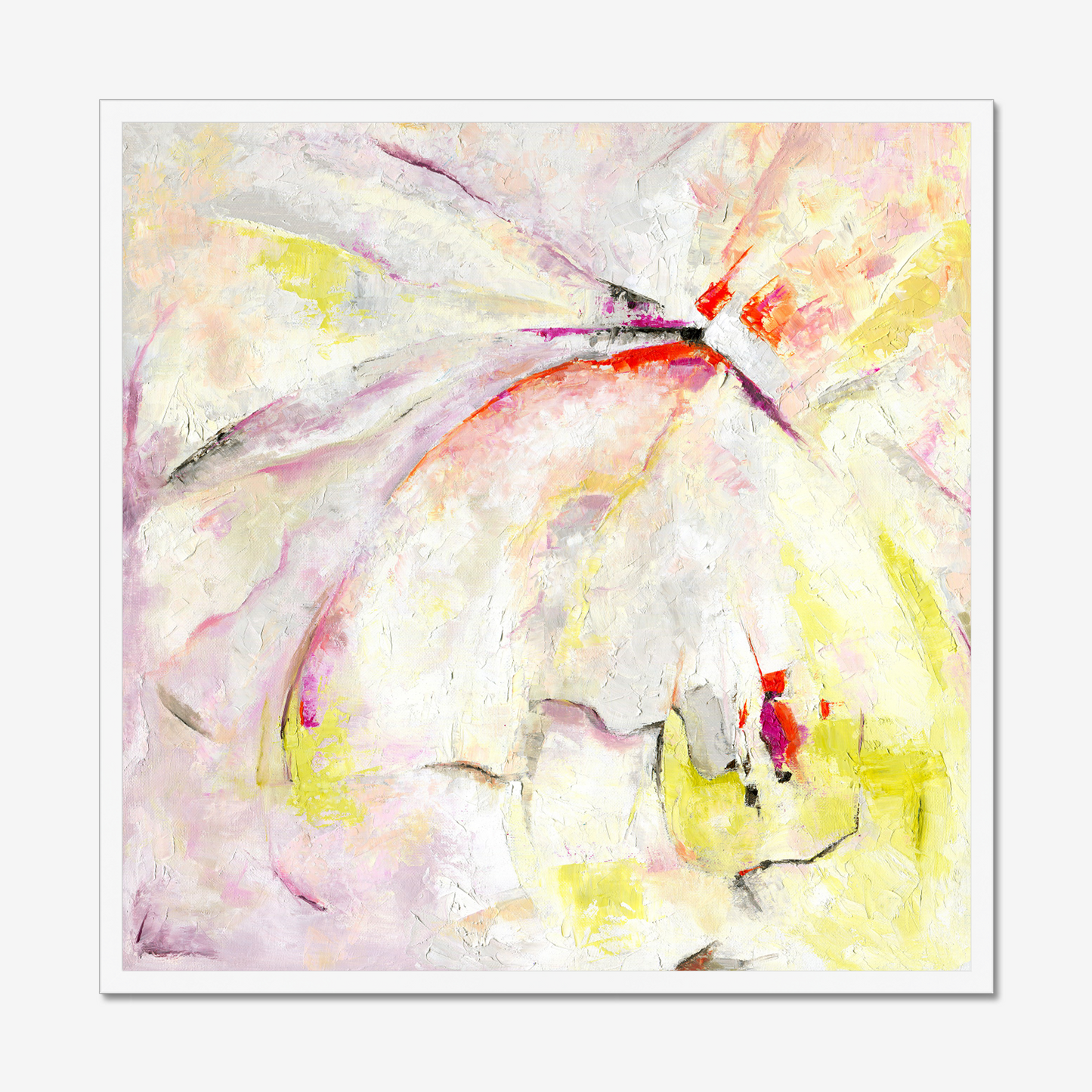 Abstract pink and yellow art print about freedom and escape by Dorset Artist Kate Shephard