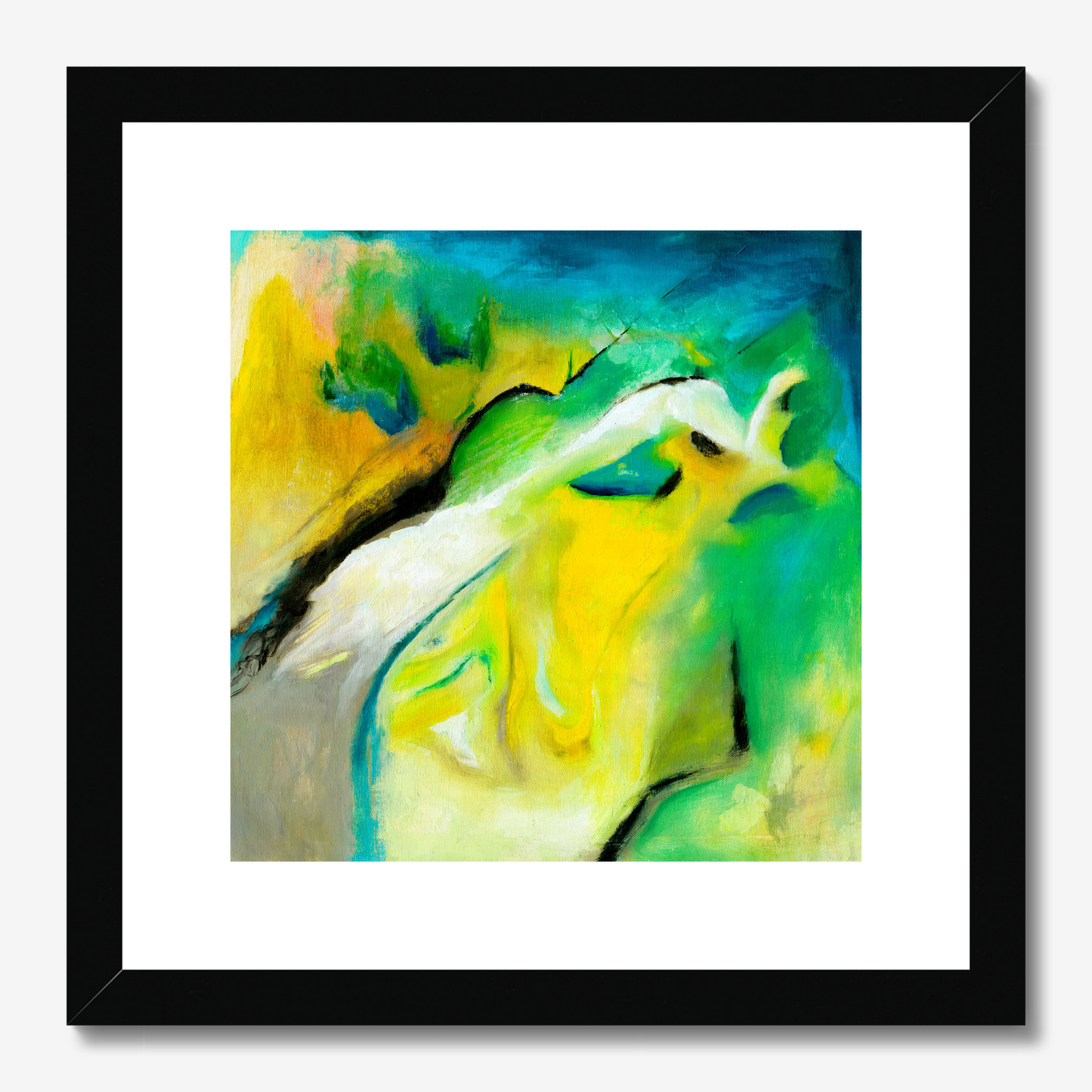 Leap of Faith Abstract art print in a black frame