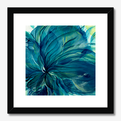 Dancing in the Depths deep blue abstract art print by Dorset Artist Kate Shephard