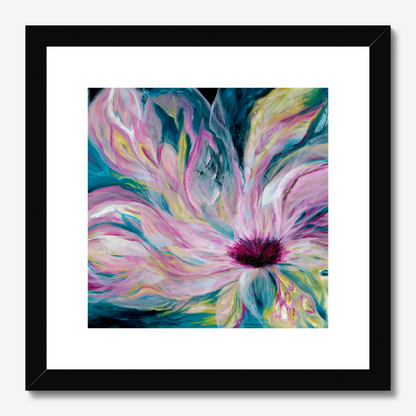 'Untamed' - contemporary abstract art with flowing wave-like strokes, dark blues and vibrant pinks for statement walls.