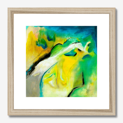 Leap of Faith Abstract art print in a natural wood frame