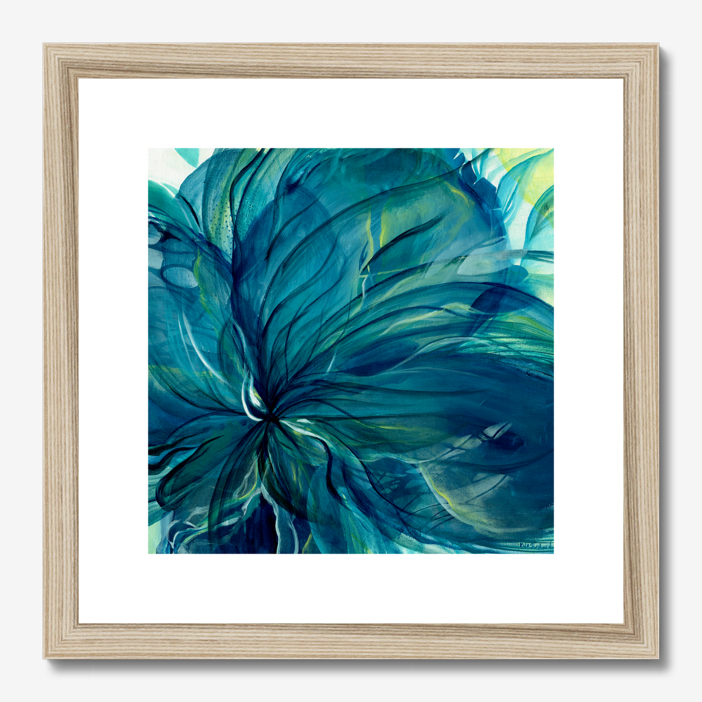 Dancing in the Depths deep blue abstract art print by Dorset Artist Kate Shephard