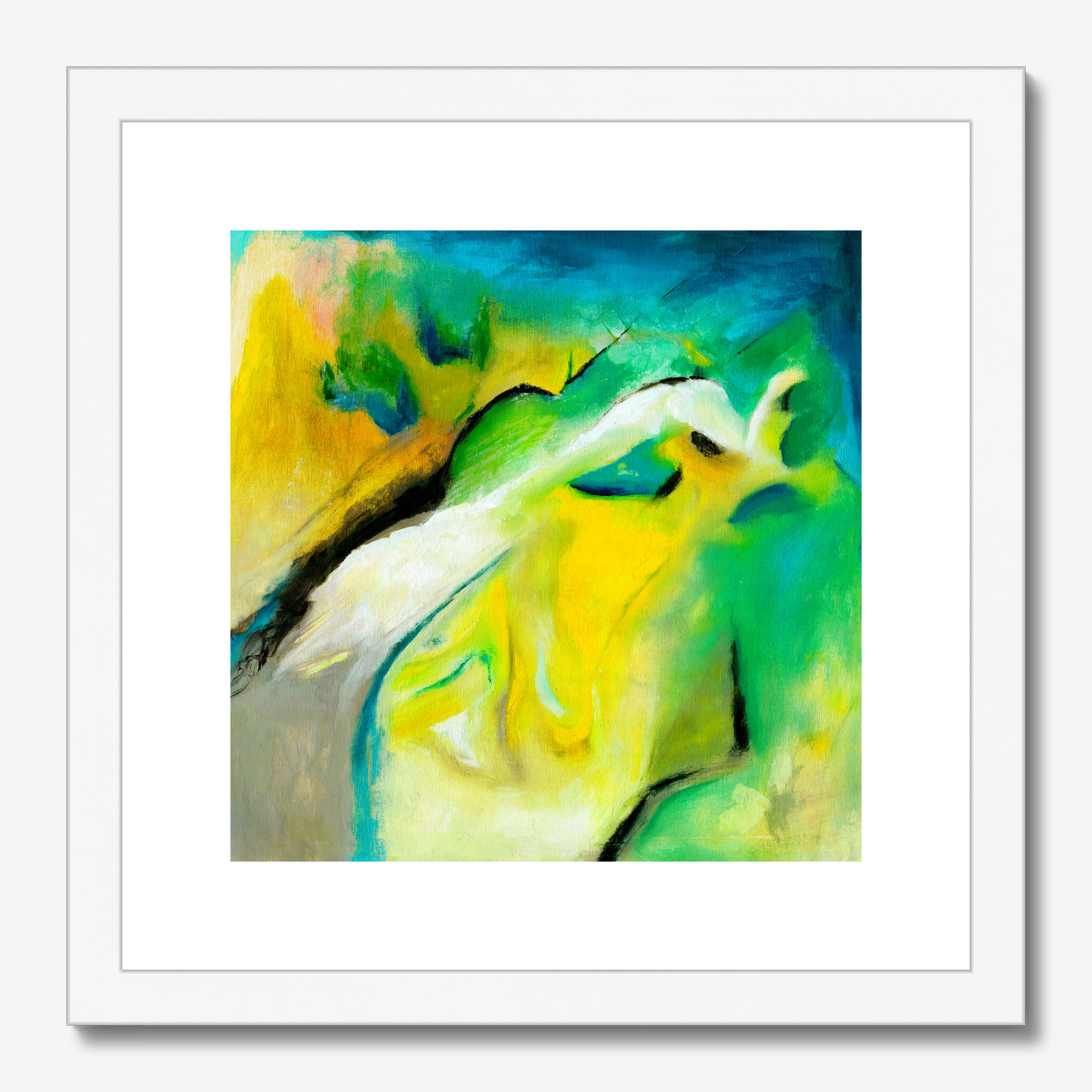 Leap of Faith Abstract art print in a white frame