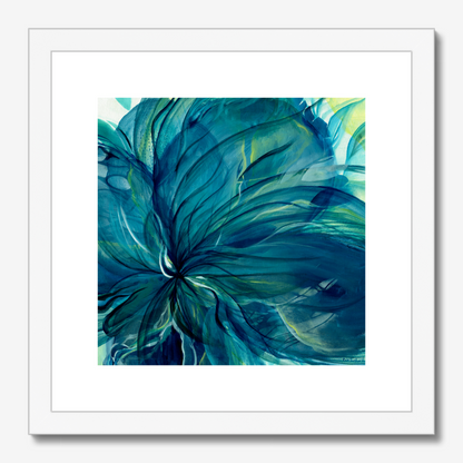 Dancing in the Depths deep blue abstract art print by Dorset Artist Kate Shephard