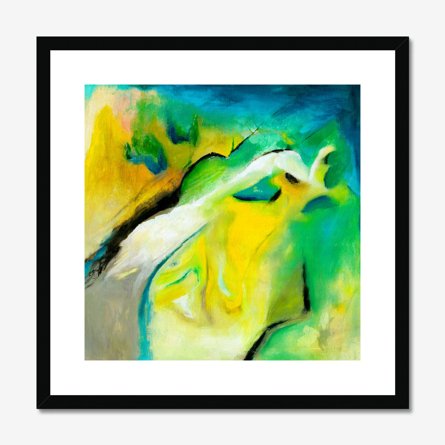 Leap of Faith Abstract art print in a black frame