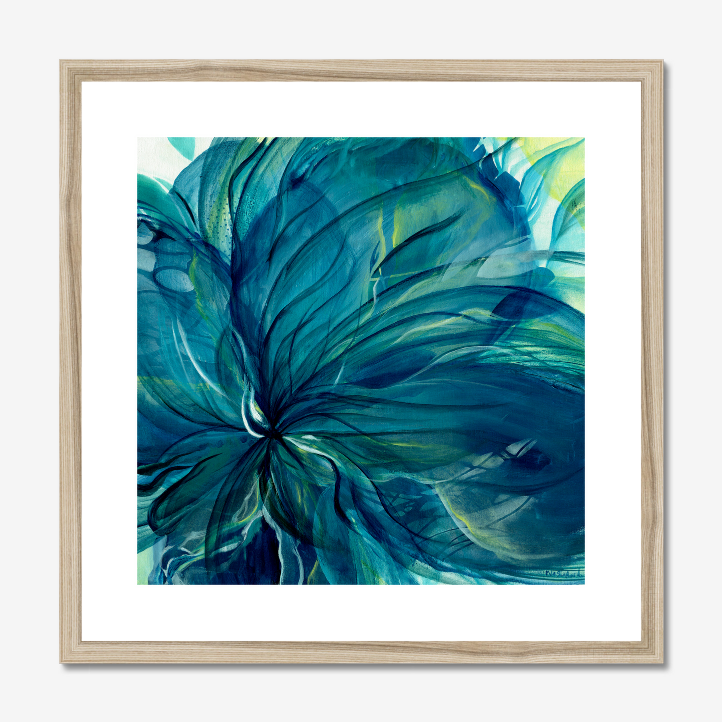 Dancing in the Depths deep blue abstract art print by Dorset Artist Kate Shephard