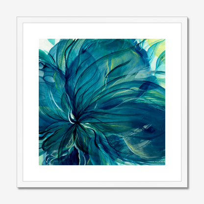 Dancing in the Depths deep blue abstract art print by Dorset Artist Kate Shephard