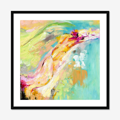 Endless Summer Print in a black wood frame with white mount