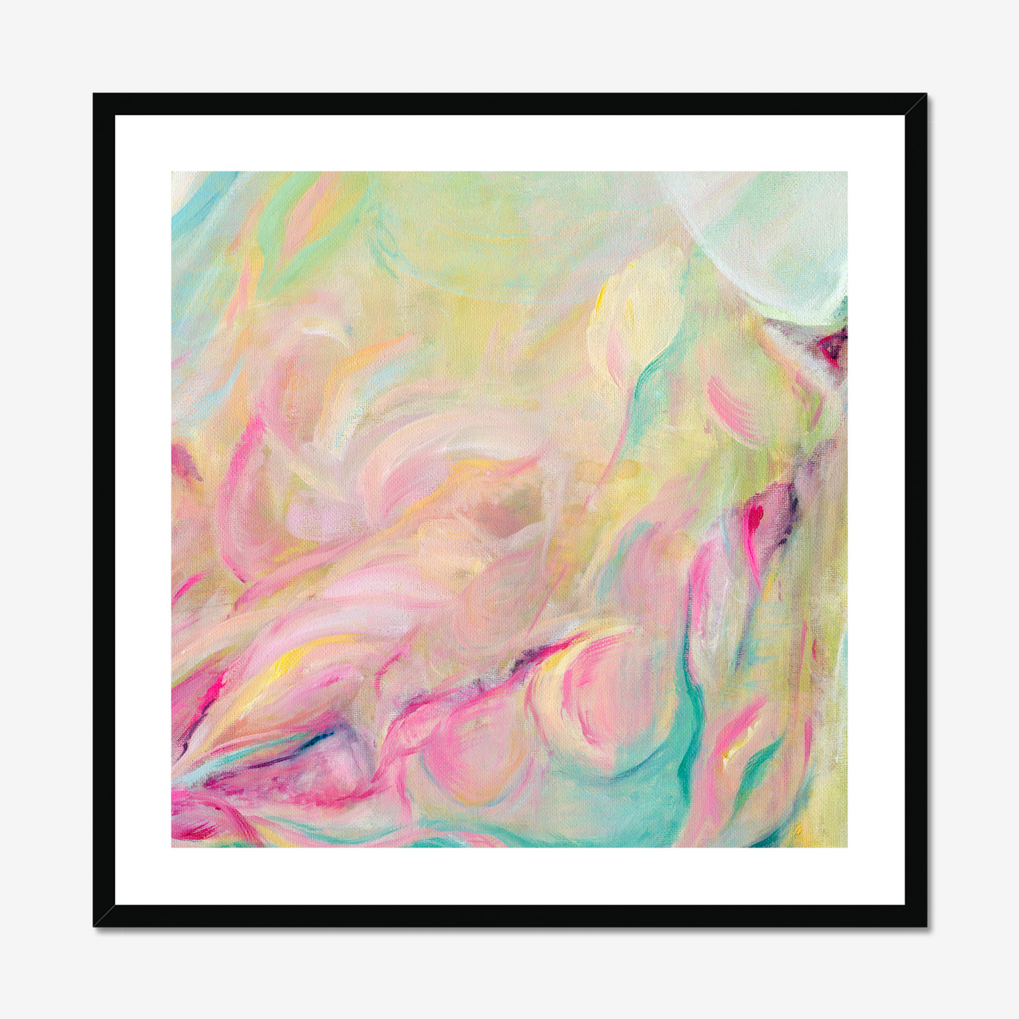 ‘Closer Than You Think’ – soft colourful abstract print with calm upward motion.