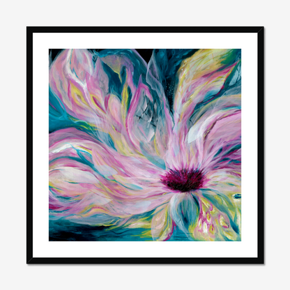 'Untamed' - bold floral art with dark moody depths and vibrant light, fine art print for creative spaces.