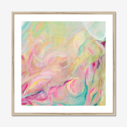 ‘Closer Than You Think’ – bright, happy abstract art in blended pastel shades.