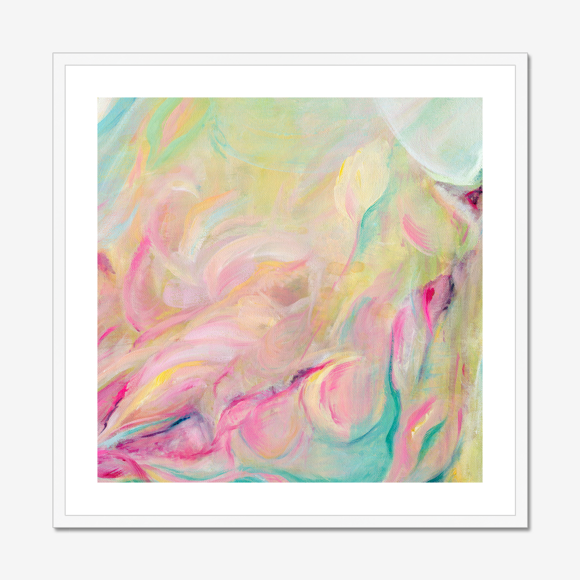 ‘Closer Than You Think’ – modern pastel abstract print with movement and light.