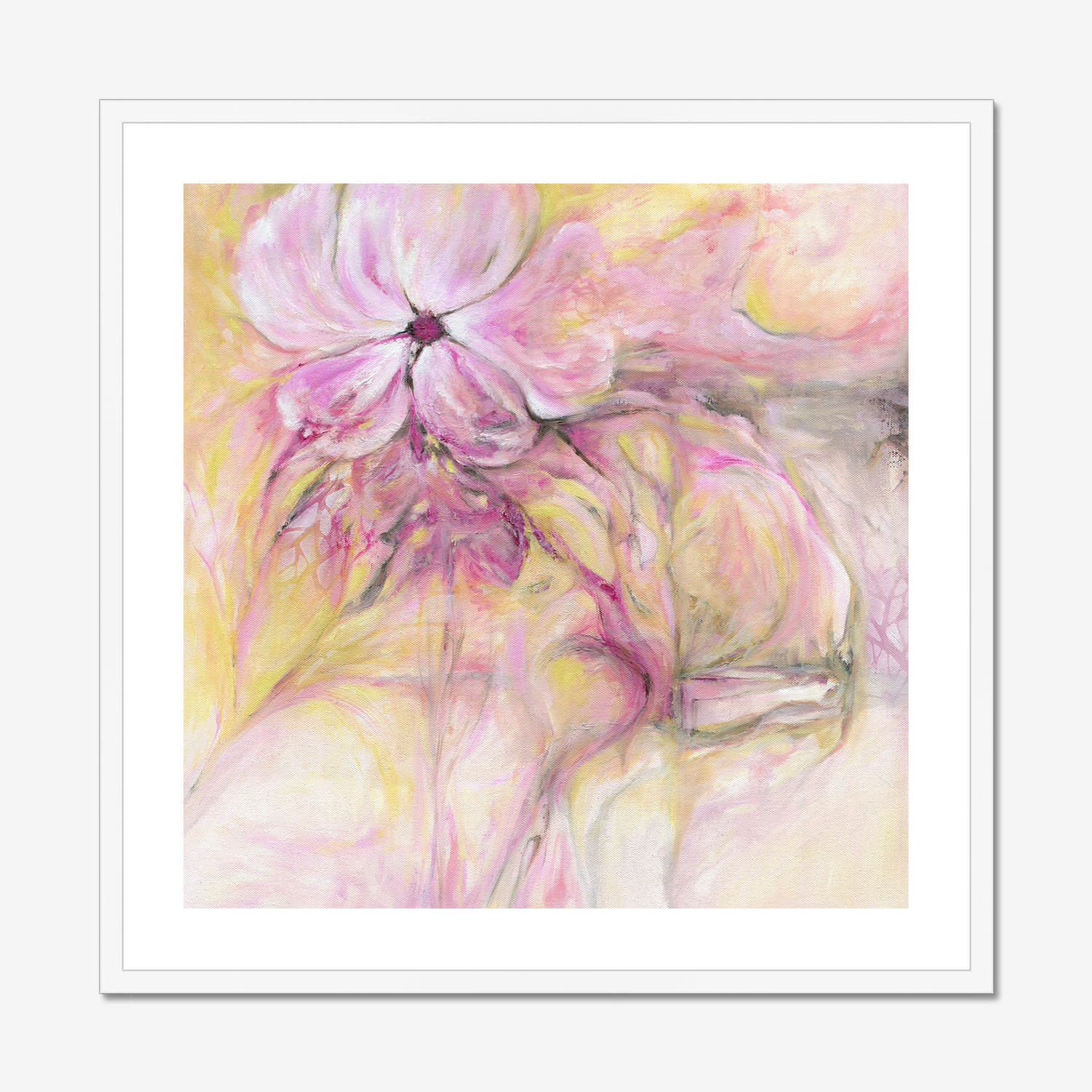 'Through It All'  Meaningful Art - Yellow and Pink Feminine Artwork Print- calming wall art ideal for bedrooms and cosy corners.